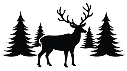 Reindeer Grazing in the Snow