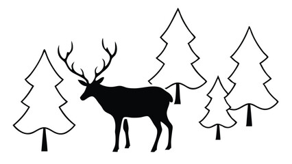 Reindeer Grazing in the Snow