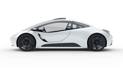 Sleek White Electric Sports Car: Futuristic Design