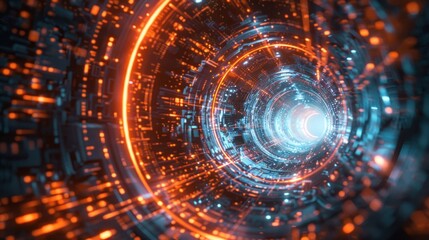 Fototapeta premium Abstract Digital Tunnel: A Journey Through Cyberspace