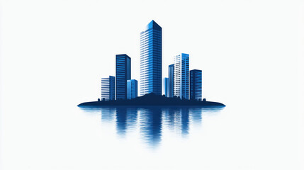Fototapeta premium Cityscape reflection, modern buildings, urban landscape.