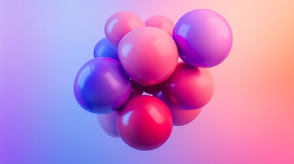 Cluster of festive balloons floating on a gradient backdrop with ample room for text