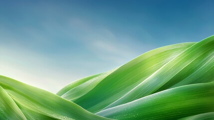 Obraz premium A close up of a green leaf with water droplets on it