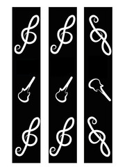 Track, decorative, Decoration, Musical, Guitar, Musical notes, Music, black