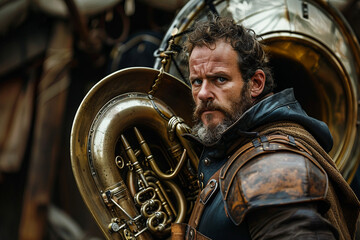 A musician plays lively music image created with geneative ai