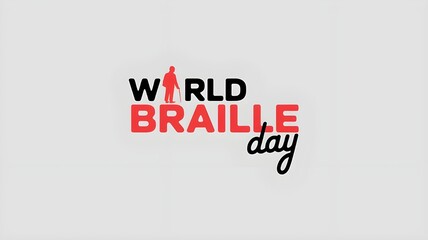 Conceptual Banner Design for World Braille Day. Editable Illustration of A Walking Blind Person with Cane.