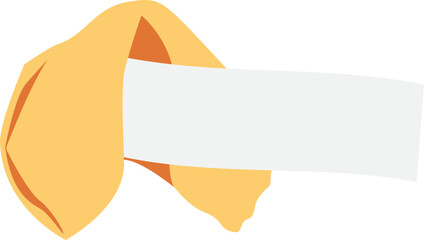 Hand drawn fortune cookie with blank paper template. Vector illustration with transparent background.