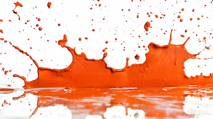 A vibrant splash of orange paint against a white background, showcasing fluid motion and color.