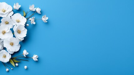 A bunch of white flowers on a blue background