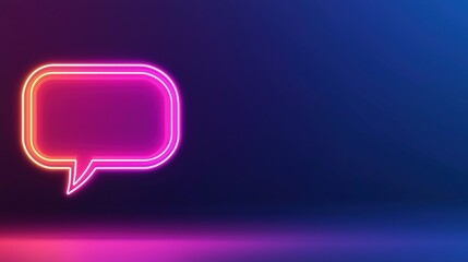 Vibrant Neon Speech Bubble on a Dark Gradient Background Ideal for Social Media, Communication Themes, and Digital Conversations