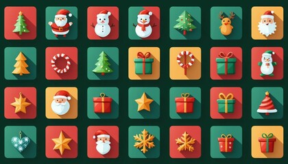 Obraz premium Set of Merry Christmas icons