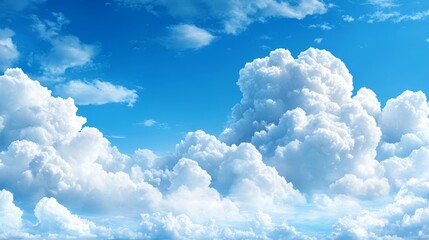 Naklejka premium A blue sky with white clouds in the middle of it