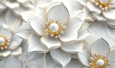 Diwali Celebration Background, with White 3D Ornate Flower.