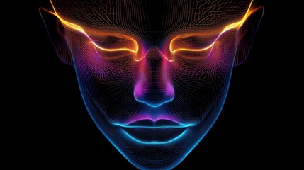 Futuristic Abstract Portrait with Colorful Lines