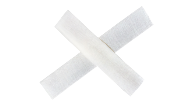 White Fabric Adhesive Bandage Strips Crossed X Shape