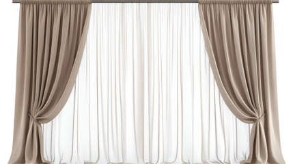 Elegant Beige Curtains and Sheer Window Drapes Interior Design
