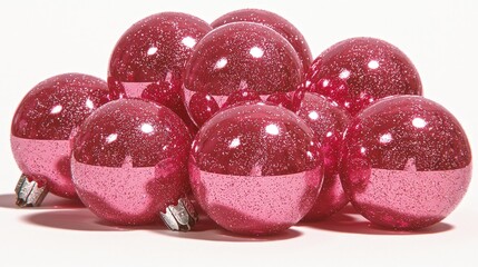 Pink glitter Christmas ball ornaments.