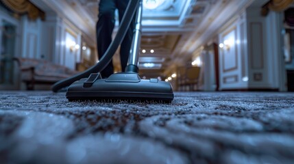 Vacuuming a Luxurious Hotel Carpet