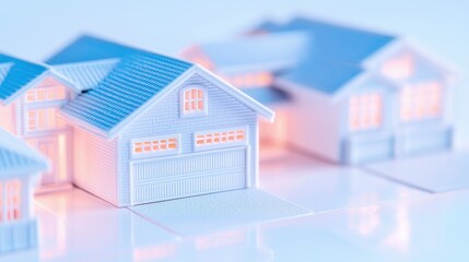 Illuminated miniature houses, residential development.