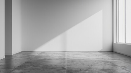 Minimalist Empty Room with Sunlight Streaming Through Window