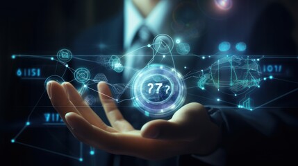 Obraz premium Unveiling the Future: A Hand Holding Digital Enigma
