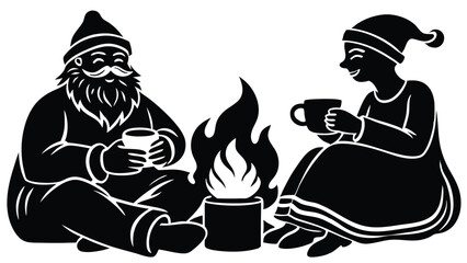 Santa and Mrs. Claus Sharing Hot Cocoa