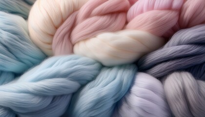 Generated image closeup of a soft wool texture with a blurred background, featuring pastel colors