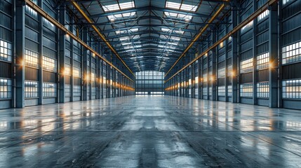 Vast Industrial Warehouse Interior: A Modern Architectural Marvel
