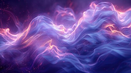 Obraz premium This mesmerizing abstract image features a glowing blue object flowing through the air. It captures a harmonious blend of colors and light, creating an ethereal atmosphere.