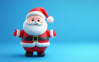 3D cute Santa on bright blue background
