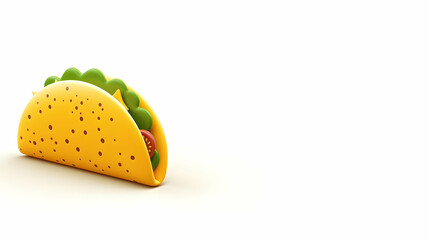 A colorful, cartoon-style taco filled with fresh ingredients against a plain background.