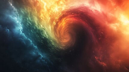 Fototapeta premium Vibrant Rainbow Swirl Galaxy Background With Colorful Cosmic Clouds