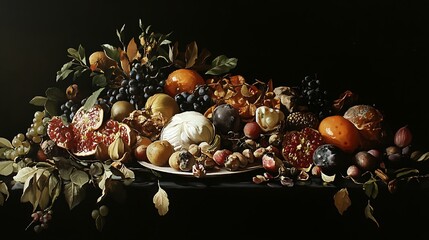 Obraz premium Earthy spices creatively styled on a bold black canvas