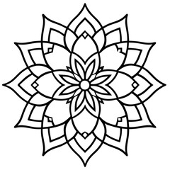 Symmetrical Lotus Mandala with Geometric Line Art