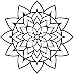 Symmetrical Lotus Mandala with Geometric Line Art