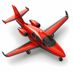 A sleek red private jet with a modern design and dual engines, ideal for luxury travel.