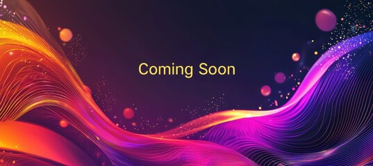 Vibrant Coming Soon Banner with Gradient Waves and Glowing Text Placeholder
