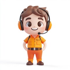 Customer support representative with headset