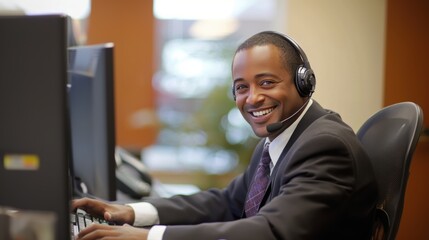 Fototapeta premium Customer support representative with headset