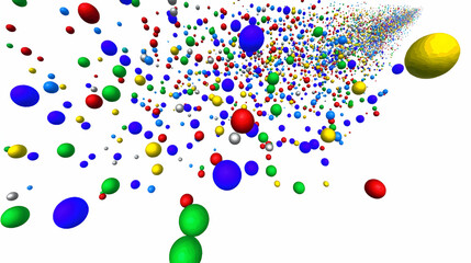 A colorful abstract representation of particles in a three-dimensional space.