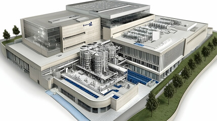 A modern industrial facility featuring advanced machinery and structured design.