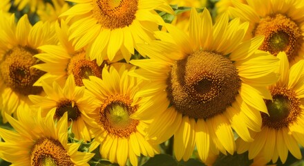 Fototapeta premium Vibrant sunflowers in full bloom capturing summer's essence