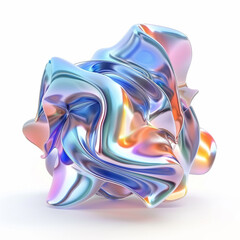 Obraz premium Abstract 3D Shapes with Holographic Effect,Colorful 3D shapes with a modern holographic effect on a white background