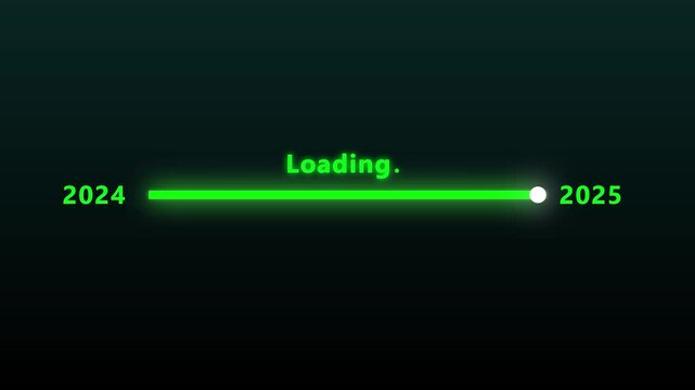  Year change concept. New year 2025 loading bar animation  on background. New year 2024 to 2025 loading animation .