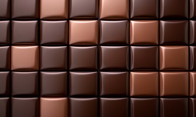 Obraz premium Square patterns in alternating chocolate and mocha tones, arranged in a clean grid design with subtle lighting effects.