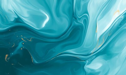 Obraz premium Modern Acrylic Pour Background. Liquid Swirls in Beautiful Teal and Blue colors, with Gold Glitter. Generative AI.