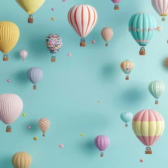 A colorful array of hot air balloons in a clear blue sky.
