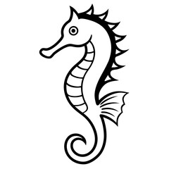 seahorse line art vector