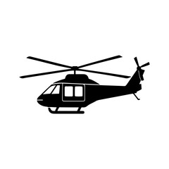 helicopter silhouette, black and white silhouette, vector and illustration