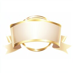 golden blank badge ribbon vector 3D